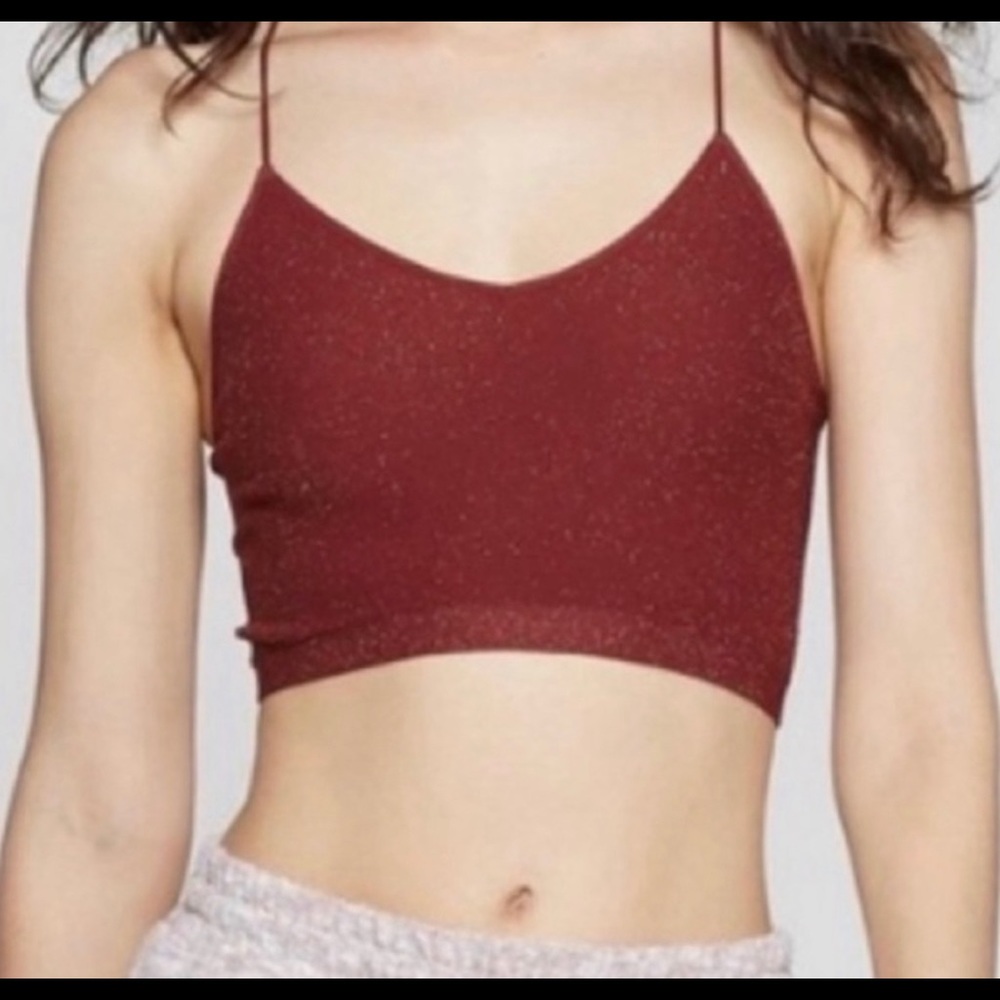 Target Colsie Red Orange Cropped Sparkle Tank